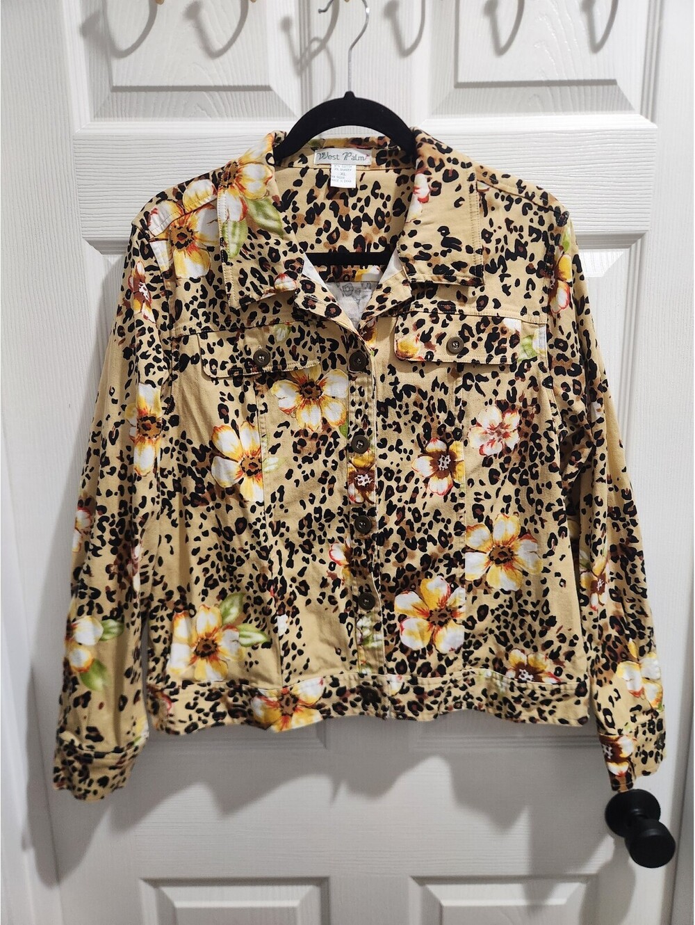 West Palm XL Floral Leopard Print Button-Up Shirt Jacket